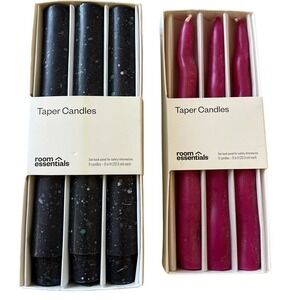 Room Essentials Taper Candles Set Magenta Pink Black Speckle Taper New In Box
